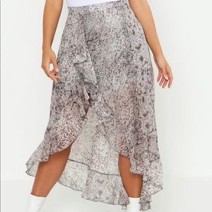 Snake Print Ruffle Skirt